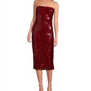 Forever 21 Strapless Sequin Dress - Burgundy